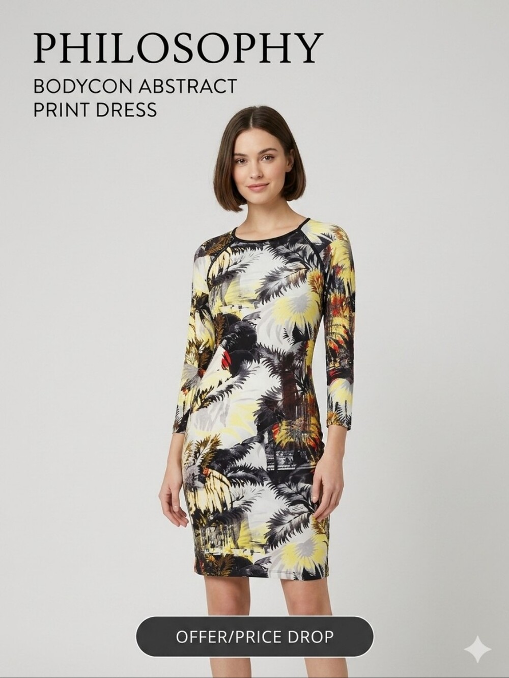 Philosophy Bodycon💥 Dress Abstract Print🦓